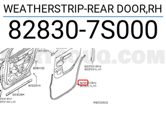 Nissan 828307S000 WEATHERSTRIP-REAR DOOR,RH