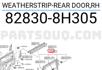 Nissan 828308H305 WEATHERSTRIP-REAR DOOR,RH