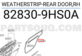 Nissan 828309HS0A WEATHERSTRIP-REAR DOOR,RH