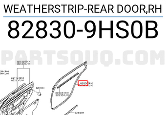 Nissan 828309HS0B WEATHERSTRIP-REAR DOOR,RH