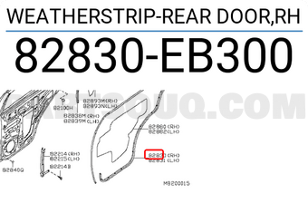 Nissan 82830EB300 WEATHERSTRIP-REAR DOOR,RH