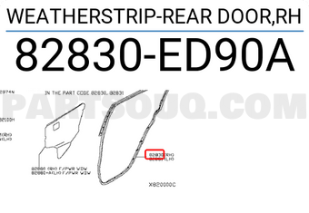 Nissan 82830ED90A WEATHERSTRIP-REAR DOOR,RH
