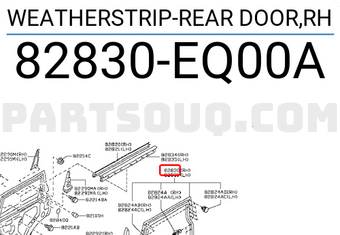 Nissan 82830EQ00A WEATHERSTRIP-REAR DOOR,RH