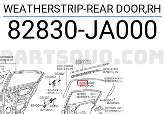 Nissan 82830JA000 WEATHERSTRIP-REAR DOOR,RH