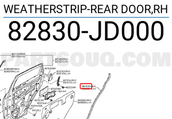 Nissan 82830JD000 WEATHERSTRIP-REAR DOOR,RH