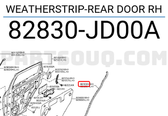 Nissan 82830JD00A WEATHERSTRIP-REAR DOOR RH
