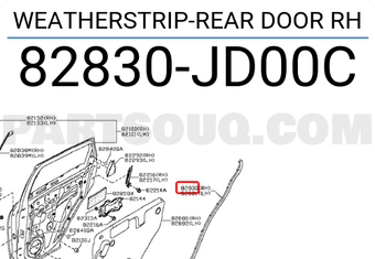 Nissan 82830JD00C WEATHERSTRIP-REAR DOOR RH