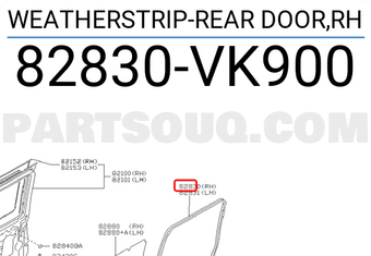 Nissan 82830VK900 WEATHERSTRIP-REAR DOOR,RH