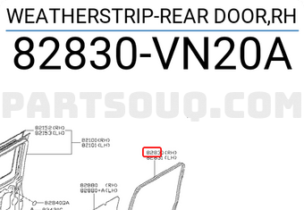 Nissan 82830VN20A WEATHERSTRIP-REAR DOOR,RH