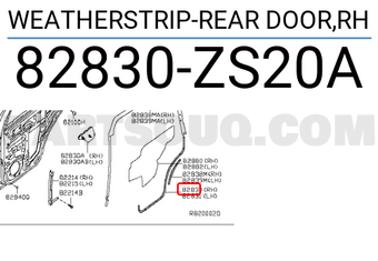Nissan 82830ZS20A WEATHERSTRIP-REAR DOOR,RH