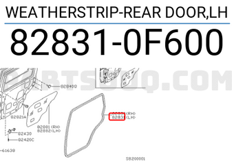 Nissan 828310F600 WEATHERSTRIP-REAR DOOR,LH