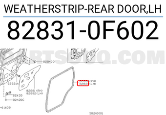 Nissan 828310F602 WEATHERSTRIP-REAR DOOR,LH