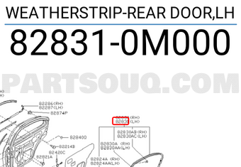 Nissan 828310M000 WEATHERSTRIP-REAR DOOR,LH