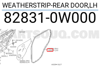Nissan 828310W000 WEATHERSTRIP-REAR DOOR,LH