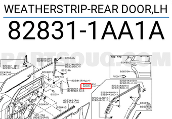 Nissan 828311AA1A WEATHERSTRIP-REAR DOOR,LH