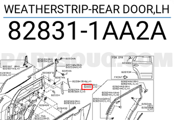 Nissan 828311AA2A WEATHERSTRIP-REAR DOOR,LH