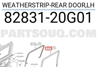 Nissan 8283120G01 WEATHERSTRIP-REAR DOOR,LH