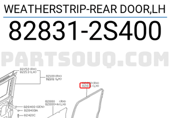 Nissan 828312S400 WEATHERSTRIP-REAR DOOR,LH