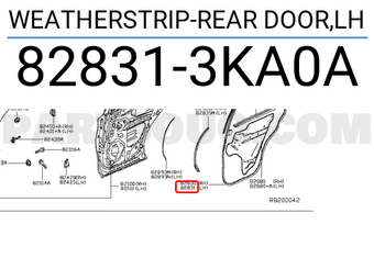 Nissan 828313KA0A WEATHERSTRIP-REAR DOOR,LH