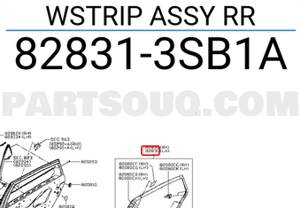 Nissan 828313SB1A WSTRIP ASSY RR