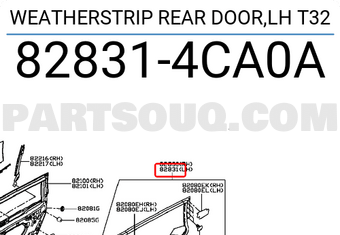 Nissan 828314CA0A WEATHERSTRIP REAR DOOR,LH T32