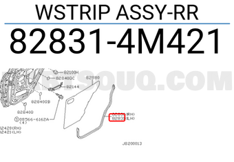 Nissan 828314M421 WSTRIP ASSY-RR