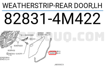 Nissan 828314M422 WEATHERSTRIP-REAR DOOR,LH