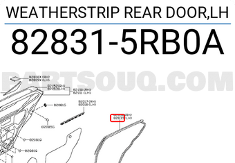 Nissan 828315RB0A WEATHERSTRIP REAR DOOR,LH