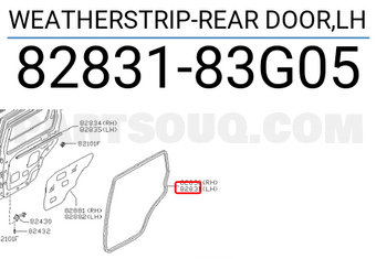 Nissan 8283183G05 WEATHERSTRIP-REAR DOOR,LH