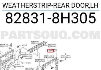Nissan 828318H305 WEATHERSTRIP-REAR DOOR,LH