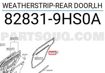 Nissan 828319HS0A WEATHERSTRIP-REAR DOOR,LH