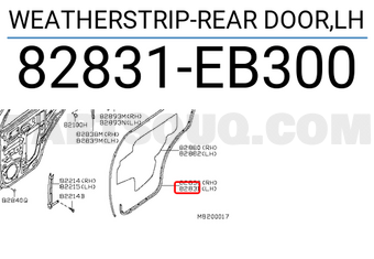 Nissan 82831EB300 WEATHERSTRIP-REAR DOOR,LH