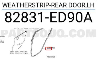 Nissan 82831ED90A WEATHERSTRIP-REAR DOOR,LH