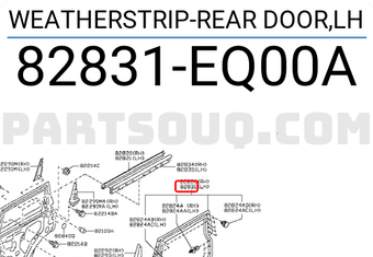 Nissan 82831EQ00A WEATHERSTRIP-REAR DOOR,LH