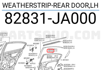 Nissan 82831JA000 WEATHERSTRIP-REAR DOOR,LH