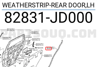 Nissan 82831JD000 WEATHERSTRIP-REAR DOOR,LH