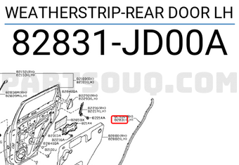 Nissan 82831JD00A WEATHERSTRIP-REAR DOOR LH