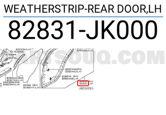 Nissan 82831JK000 WEATHERSTRIP-REAR DOOR,LH
