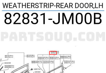 Nissan 82831JM00B WEATHERSTRIP-REAR DOOR,LH