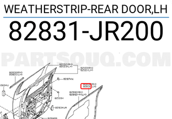 Nissan 82831JR200 WEATHERSTRIP-REAR DOOR,LH