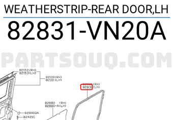 Nissan 82831VN20A WEATHERSTRIP-REAR DOOR,LH