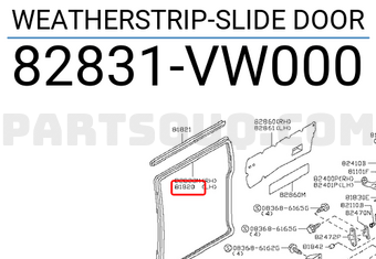 Nissan 82831VW000 WEATHERSTRIP-SLIDE DOOR
