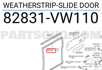 Nissan 82831VW110 WEATHERSTRIP-SLIDE DOOR