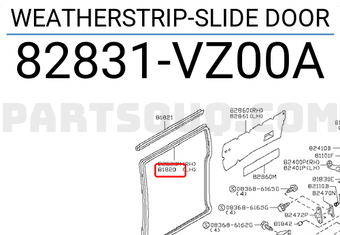 Nissan 82831VZ00A WEATHERSTRIP-SLIDE DOOR