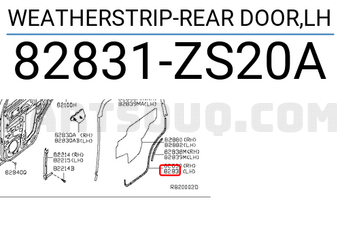 Nissan 82831ZS20A WEATHERSTRIP-REAR DOOR,LH