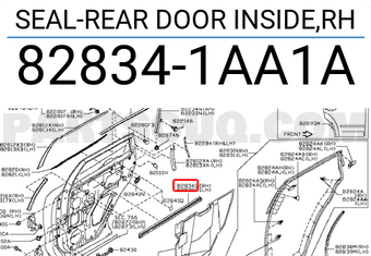Nissan 828341AA1A SEAL-REAR DOOR INSIDE,RH