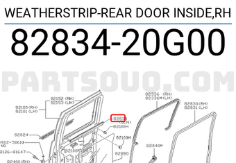 Nissan 8283420G00 WEATHERSTRIP-REAR DOOR INSIDE,RH