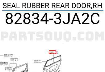 Nissan 828343JA2C SEAL RUBBER REAR DOOR,RH