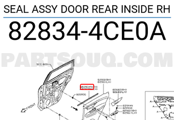 Nissan 828344CE0A SEAL ASSY DOOR REAR INSIDE RH