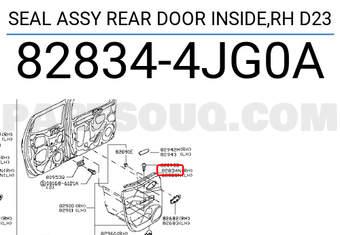 Nissan 828344JG0A SEAL ASSY REAR DOOR INSIDE,RH D23